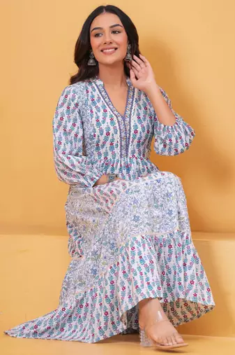 Multicolor cotton printed dress