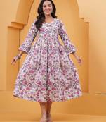 Mauve cotton printed dress