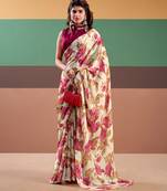 Graceful satin silk saree with floral prints