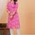 Pink pure cotton printed kurta