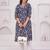 Blue pure cotton printed kurta