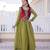 Parrot green embroidered Anarkali with velvet koti set