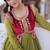 Parrot green embroidered Anarkali with velvet koti set