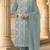 sea green faux georgette sequin embroidered suit