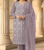 lavender faux georgette sequin embroidered suit