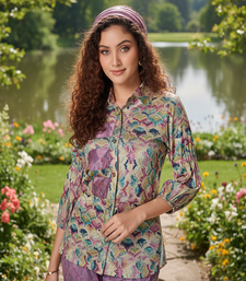 Purple  cord sets with scarf