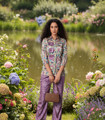 Purple  cord sets with scarf