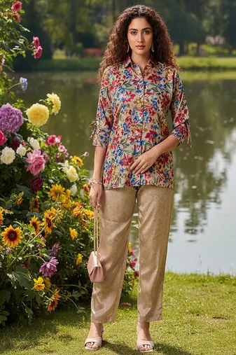 Multicolor  cord sets with scarf