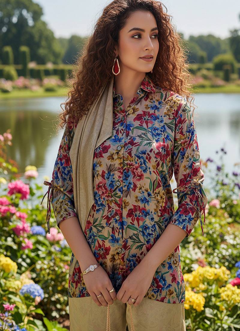 Multicolor  cord sets with scarf