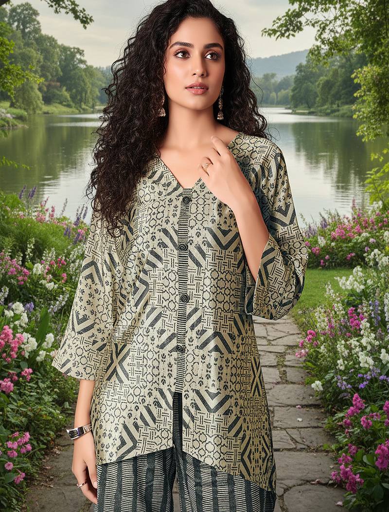 Grey  cord sets with scarf