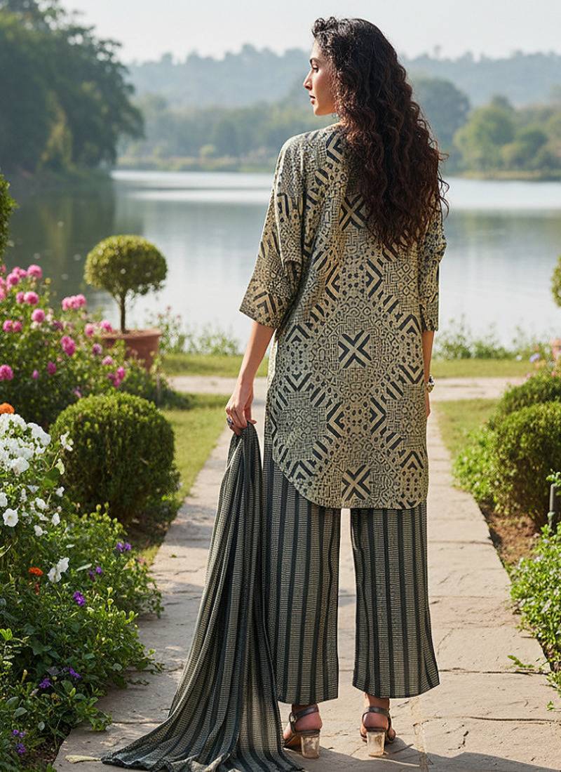 Grey  cord sets with scarf