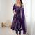 Purple Hevay Faux Georgette Embroidery Work Gown