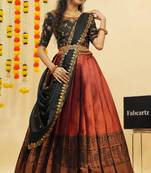Maroon Embroidered Taffeta Lehenga Choli