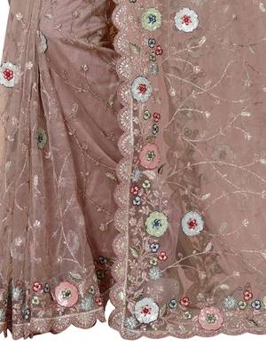beige net saree with resham embroidery 4