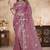 pink net saree with resham embroidery