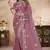 pink net saree with resham embroidery