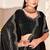 traditional indian black handwork zarkan border silk blend saree