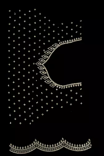black silk saree with zarkan border work