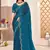 teal blue silk saree with zarkan border work