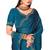traditional indian teal blue handwork zarkan border silk blend saree