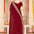 designer maroon zari siroski embroidery work silk blend saree