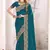 teal blue silk party wear saree