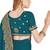 teal blue zari resham embroidery work silk blend party wear saree