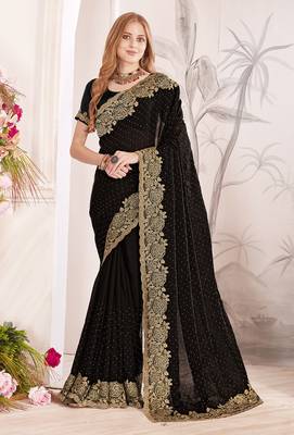black silk party wear saree 1