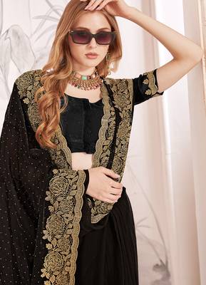 black silk party wear saree 2