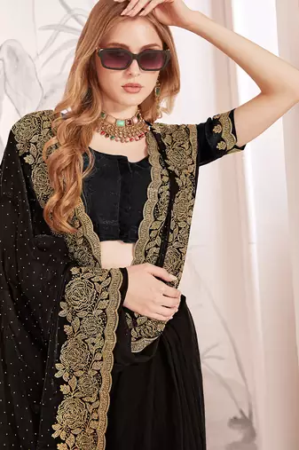 black silk party wear saree