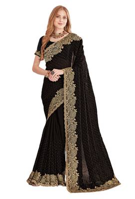 black silk party wear saree 3