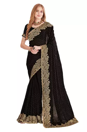 black silk party wear saree