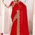 red zari resham embroidery work silk blend party wear saree