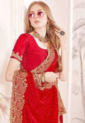 red silk party wear saree 2