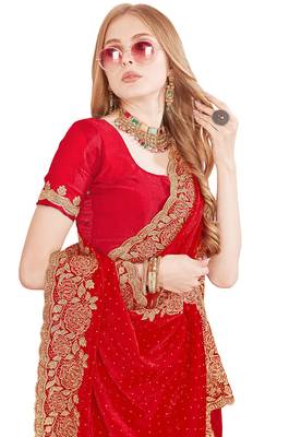 red silk party wear saree 4