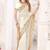 white zari resham embroidery work silk blend party wear saree