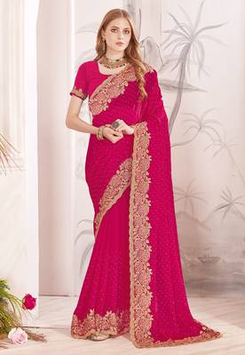 pink silk party wear saree 1