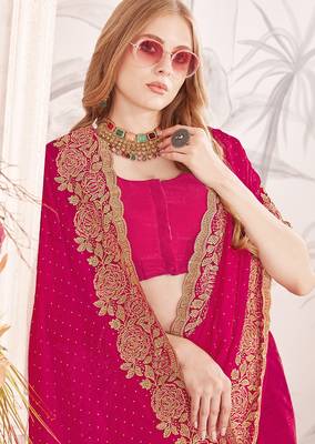 pink silk party wear saree 2