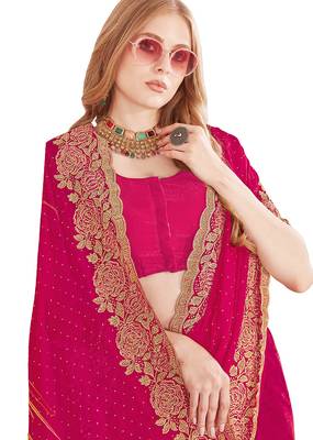 pink silk party wear saree 4