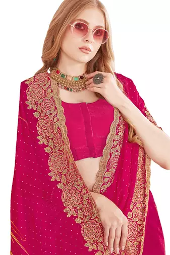 pink silk party wear saree