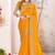 mustard zari resham embroidery work silk blend party wear saree