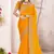 mustard yellow silk party wear saree