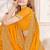 mustard zari resham embroidery work silk blend party wear saree