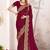 maroon zari resham embroidery work silk blend party wear saree