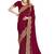 maroon zari resham embroidery work silk blend party wear saree