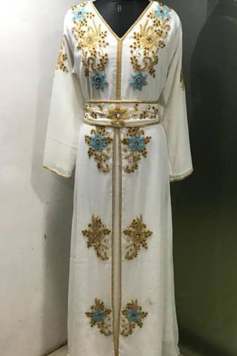 White - designer women takchita kaftan