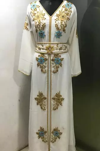 White - designer women takchita kaftan