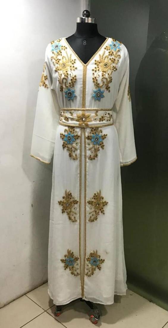 White - designer women takchita kaftan