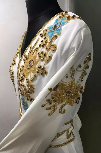 White - designer women takchita kaftan