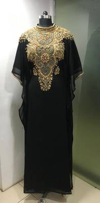 Black fancy beading work farasha kaftan 1